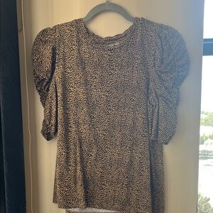 LOFT Animal Print Puff Sleeve Blouse
